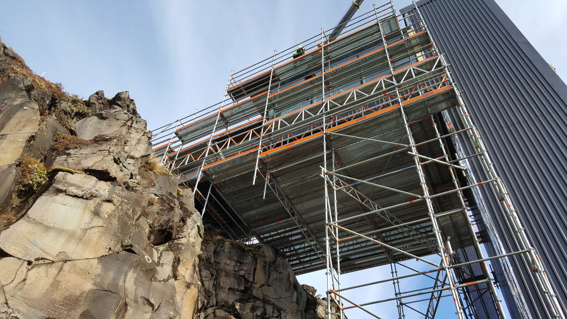Industrial scaffolding around a geothermal power station in the Central North Island